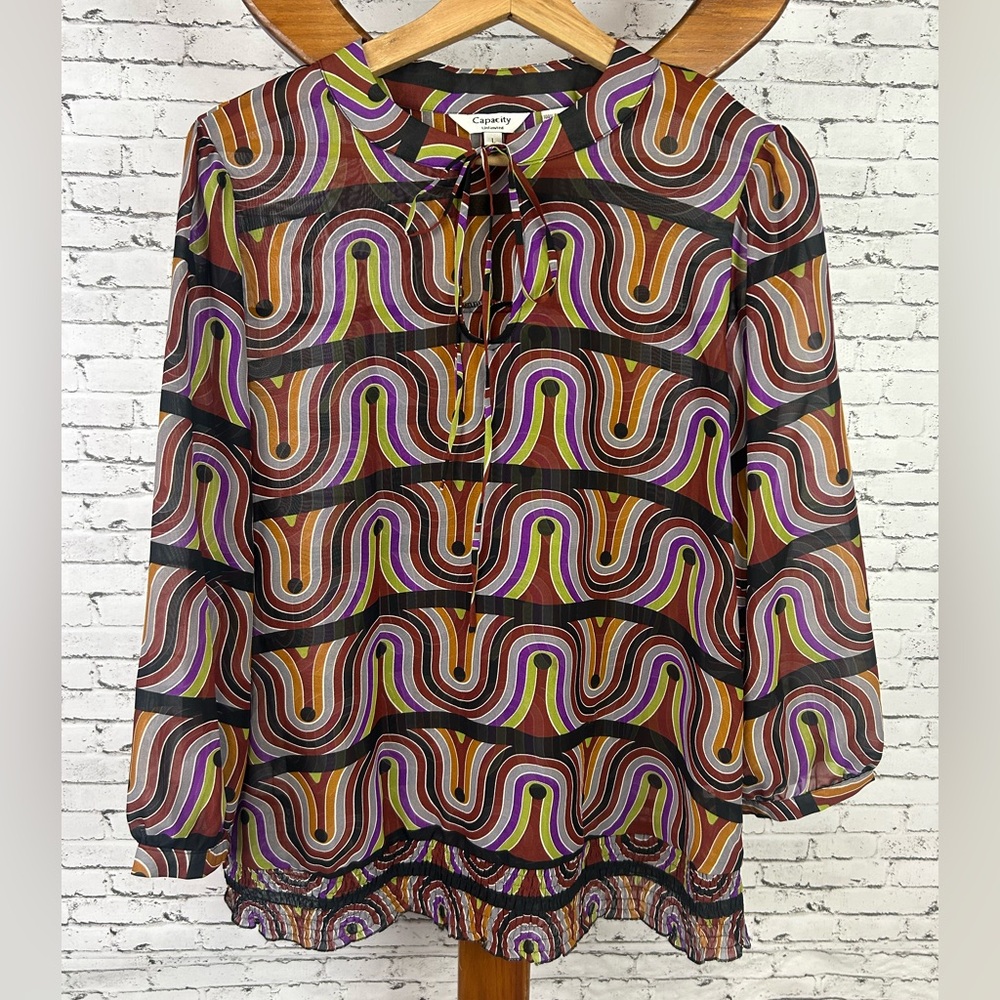Capacity | Vibrant Geometric See through Women's Blouse size L